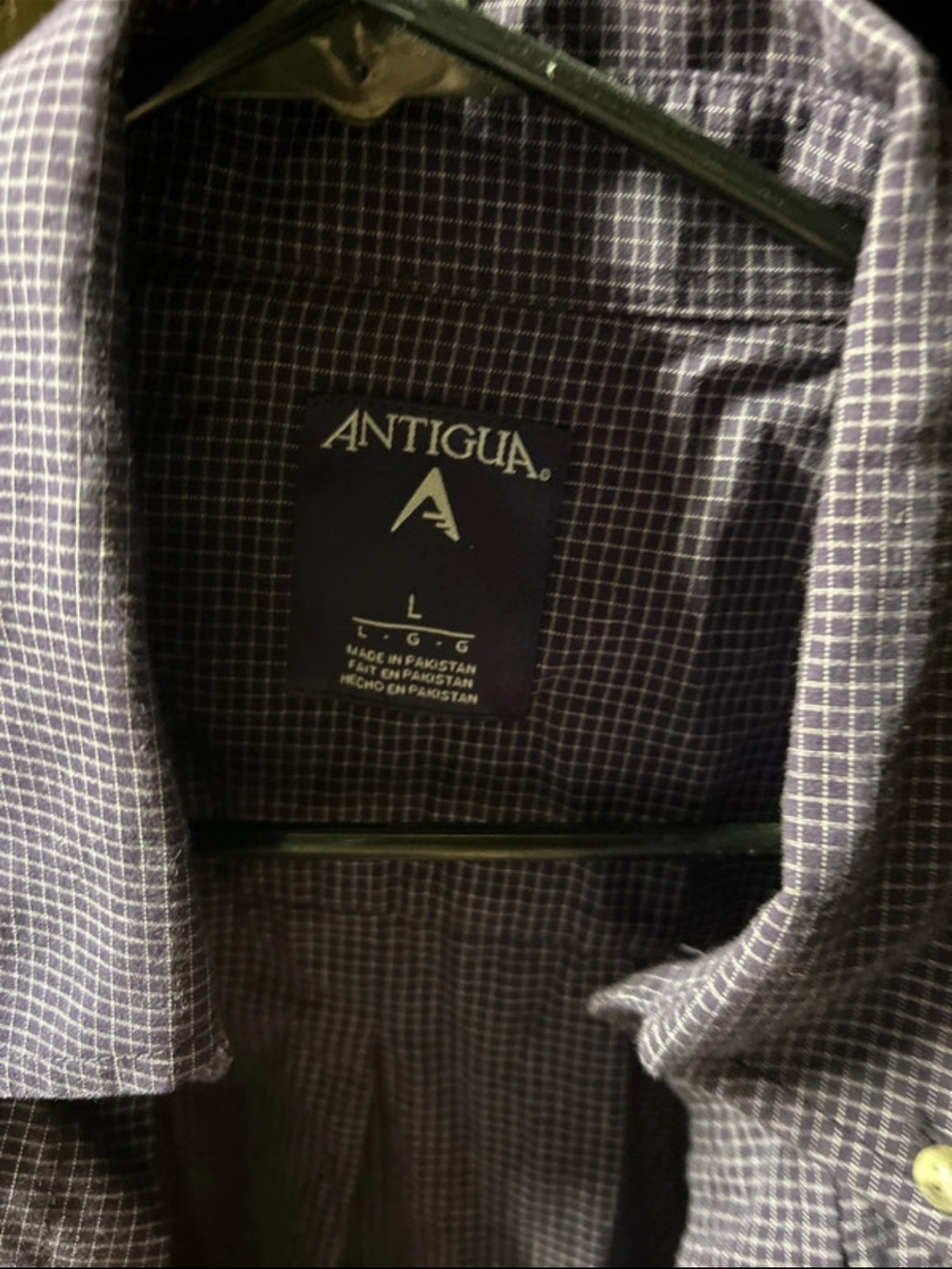 Antigua Men’s purple  and White Micro-Check Button-Down Shirt